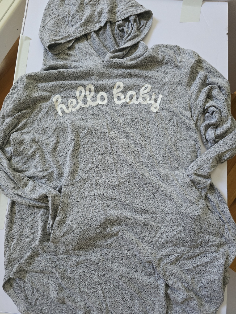 Isabel Maternity by Ingrid & Isabel Grey 'hello baby' Hoodie  Sweatshirt XL